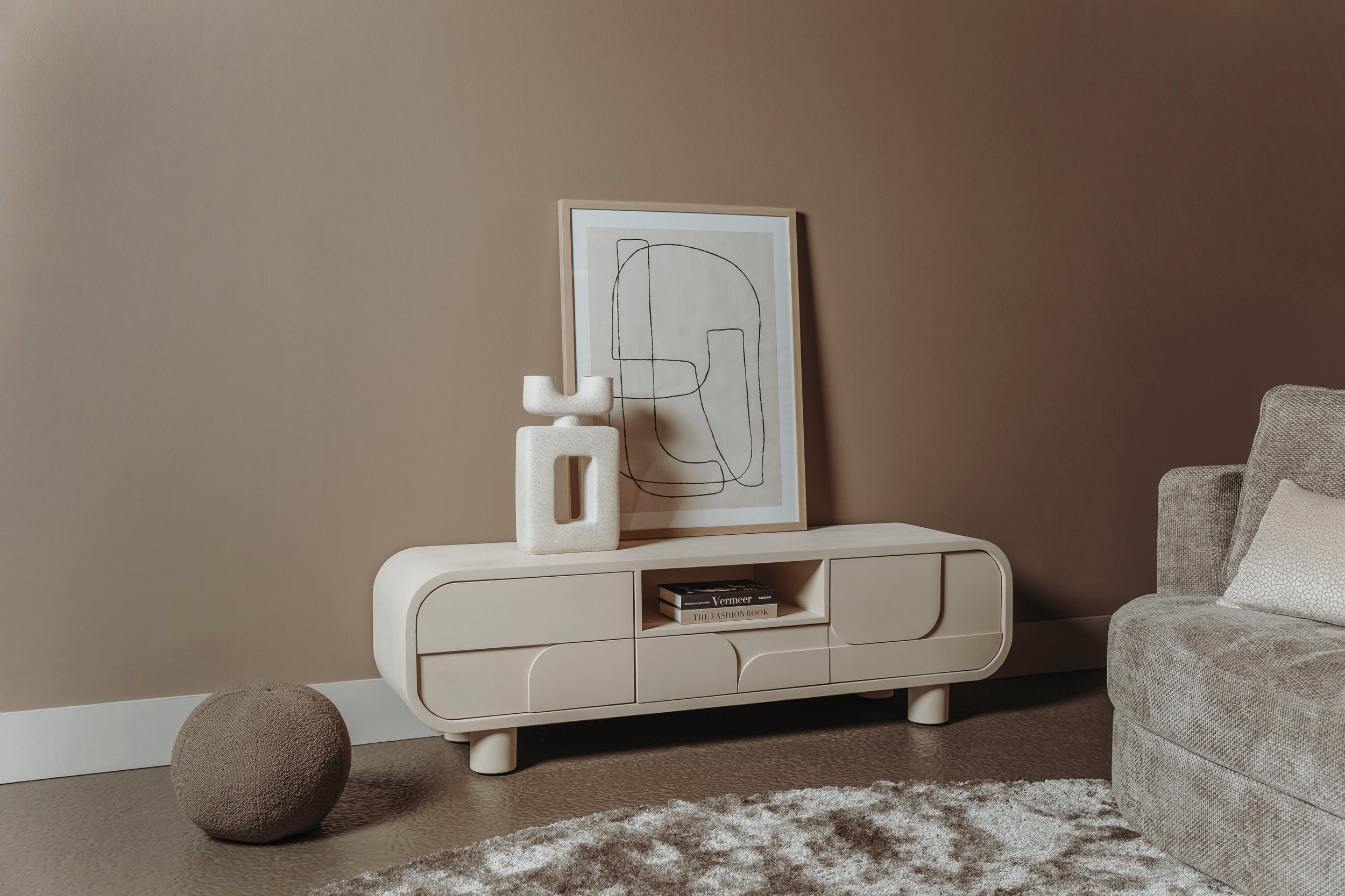 Tower Living TV-meubel Alviano – 150 cm – Wit Mangohout & Zwart Metaal – Scandinavisch